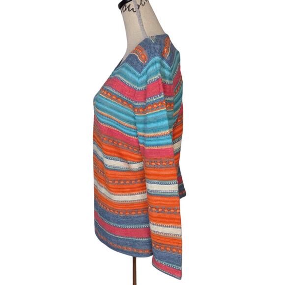 Ralph Lauren Cotton and Linen Striped Sweater Orange and Blue Size XL - Picture 3 of 9